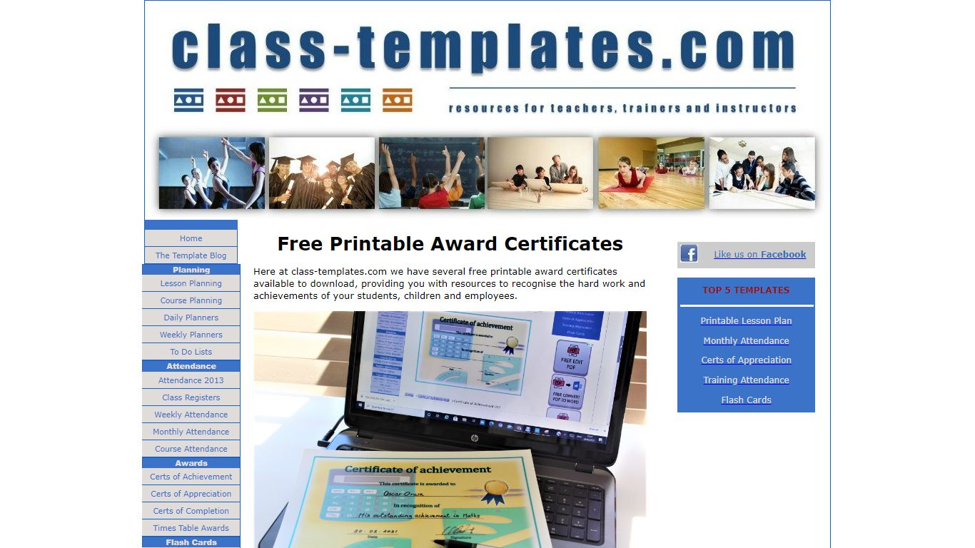 Free printable award certificates - instructions for use - Class Templates