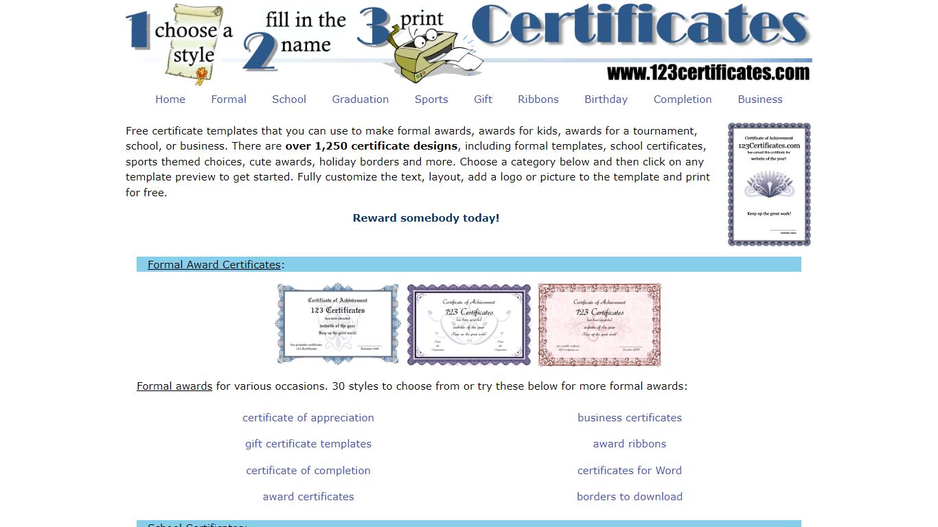 Printable Certificates and Award templates